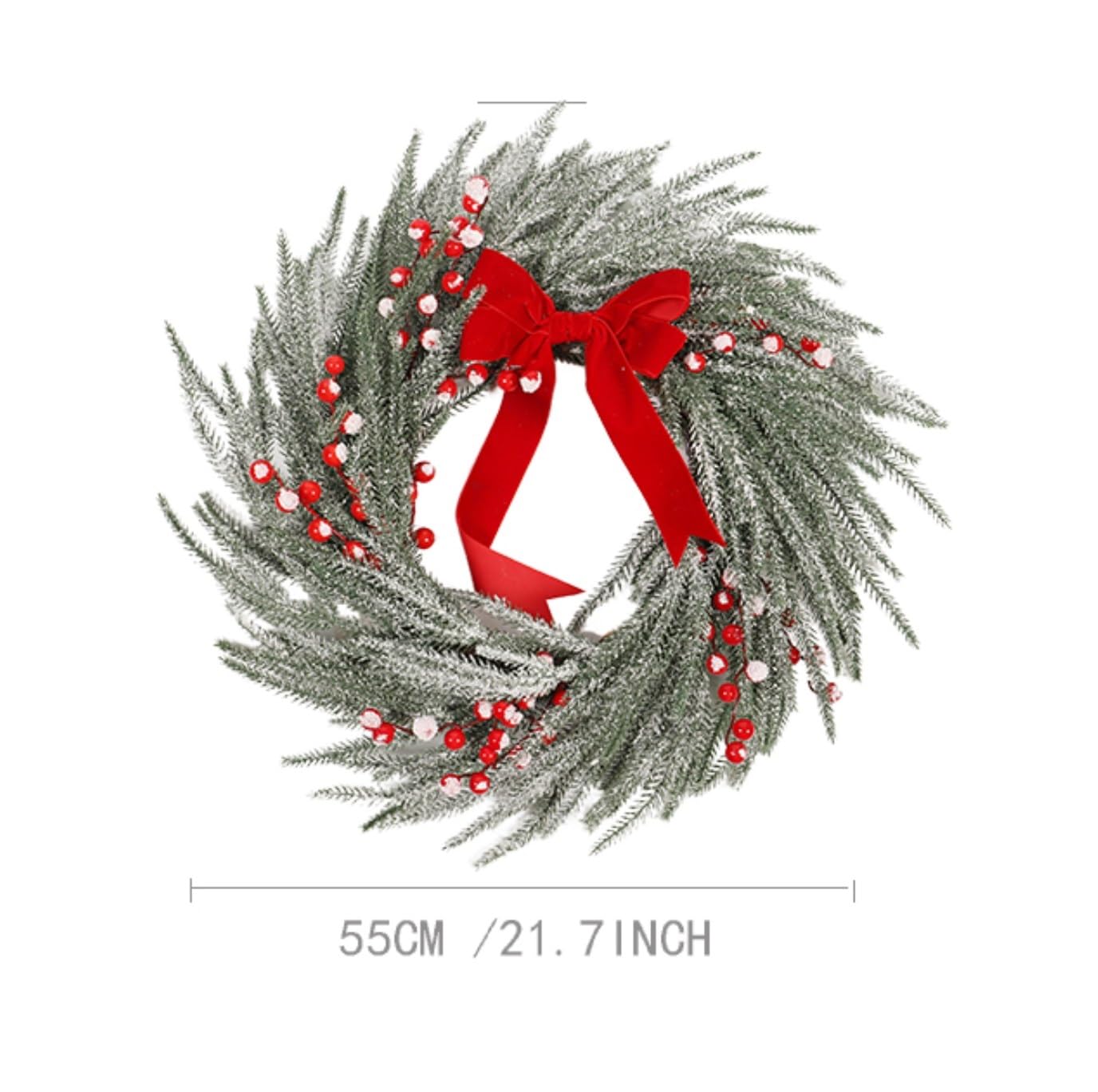 Winterkranz Dekokranz Weihnachtskranz Mit Roten Beeren Und Schleife for Drinnen Und Draußen, Tisch, Kamin, Veranda Adventskranz Christbaumschmuck