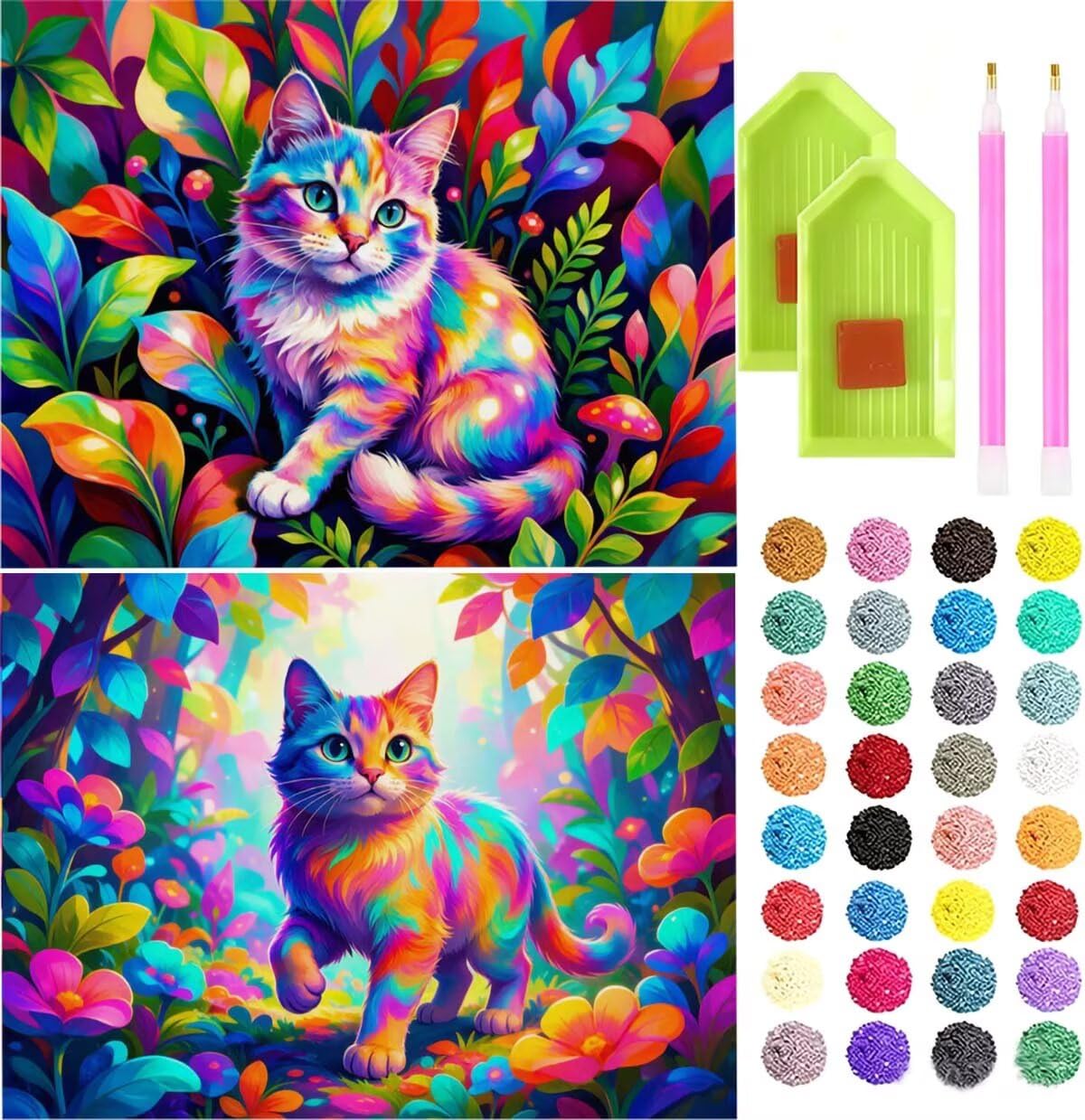 Zestaw do malowania diamentami 5D dla dorosłych kot 2 sztuki 95 x 70 cm L