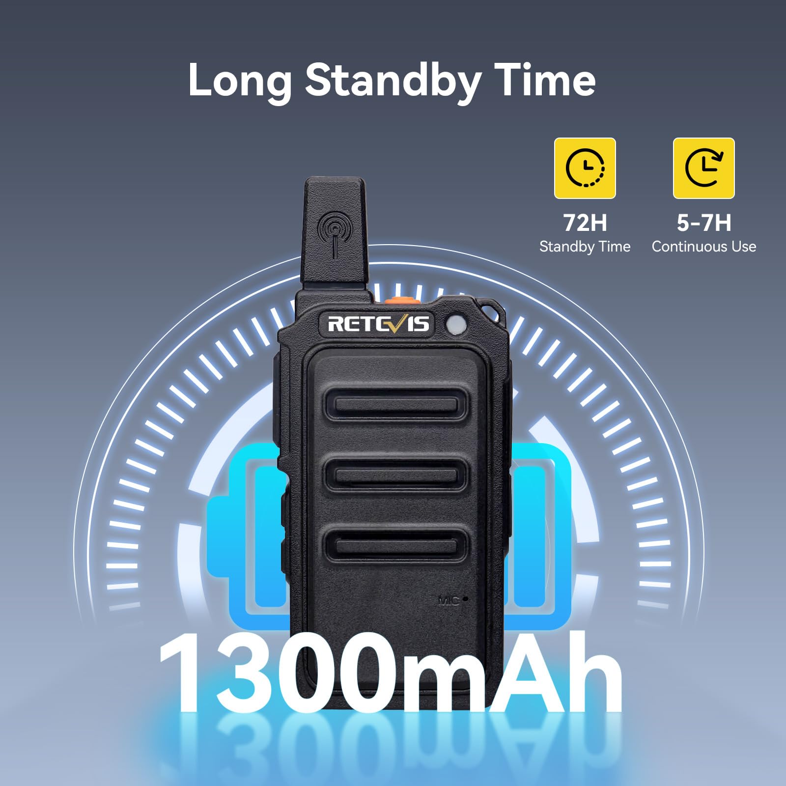 Retevis RT619 Talkie Walkie Mini, PMR446 Rechargeable Talkies Walkies 1300mAh, VOX Squelch, 2 en 1 USB Câble de Charge, sans Licence Portable Walkie Talkie pour Salle à Manger (4Pcs, Noir)