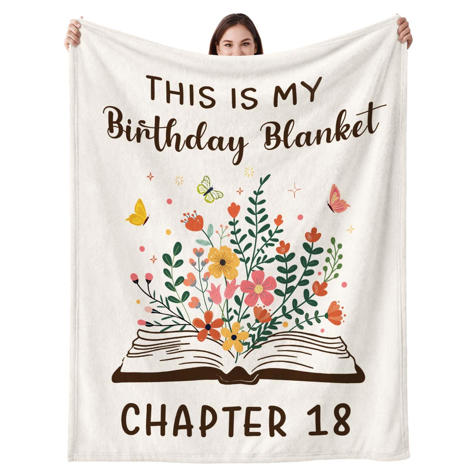 18th Birthday Gifts for Girls Boys, Ultra Soft Flannel Throw This Is My Birthday Blanket Chapter 18, Gifts for 18 Year Old Daughter Son Granddaughter Grandson, Ideal 18th Birthday Decorations