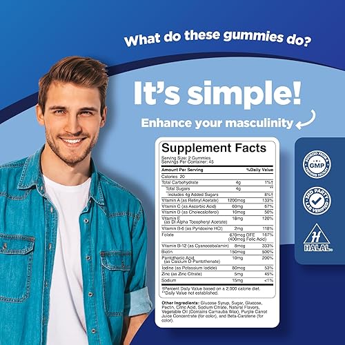 Miniatura 2 de Phytoral Gomitas multivitamínicas naturales para hombres con zinc, vitamina D C A y biotina B6 B12 suplemento de salud completo