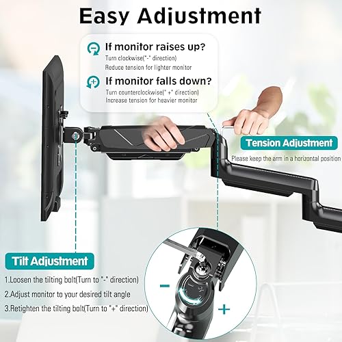 Miniatura 2 de MOUNT PRO Soporte para monitor triple, brazo de escritorio de 3 monitores para tres pantallas LCD de 27 pulgadas máximo, hasta 17.6 libras cada una,