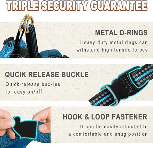 Miniatura 40 de Arnés para perro, arnés reflectante ajustable para cachorro, transpirable, suave para perros pequeños y medianos, gatos, rojo, S Negro