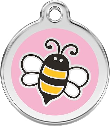 Red Dingo Personalized Bumble Bee Pink Pet ID Dog Tag (Small)