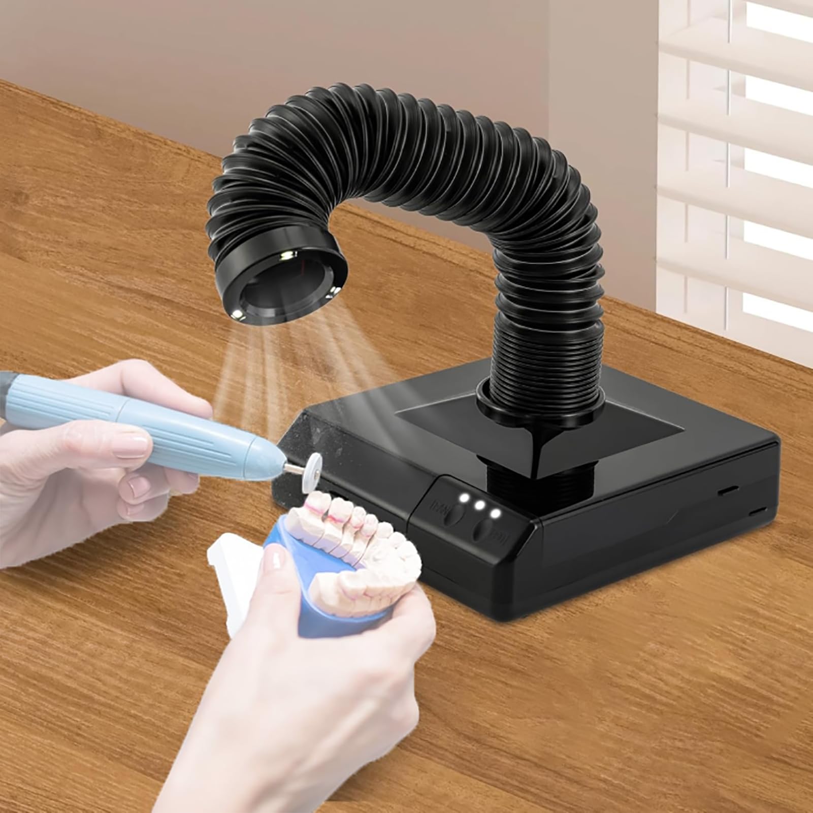 60W Aspiratore Per Polveri Per Unghie,Aspirapolvere Dentale Da Tavolo,Aspiratore Per Polvere Con Design A Led/Tubo Di Aspirazione Retrattile,Per Salone Di Bellezza, Laboratorio Odontoiatrico
