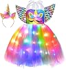 Tutu Dreams Halloween LED Unicorn Costume for Girls Rainbow Pink Light Up Tutu Dress with Headband Birthday Holiday Party