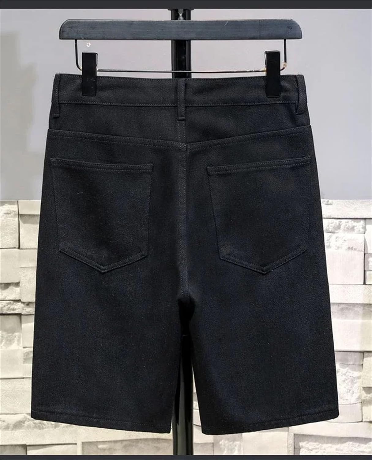 Men's Ripped Knee Length Denim Shorts Summer Straight Casual Short Jeans