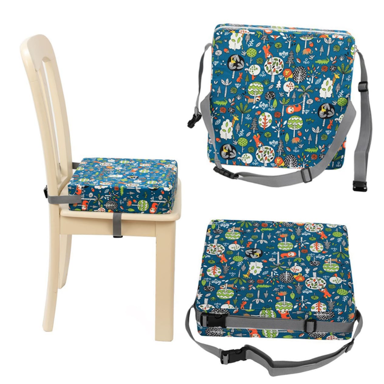 BESTonZON Cojín Elevador de Silla para Niño Fácil de Limpiar y Transportar, Almohadilla de Tela Verde para Trona en Casa o Restaurante