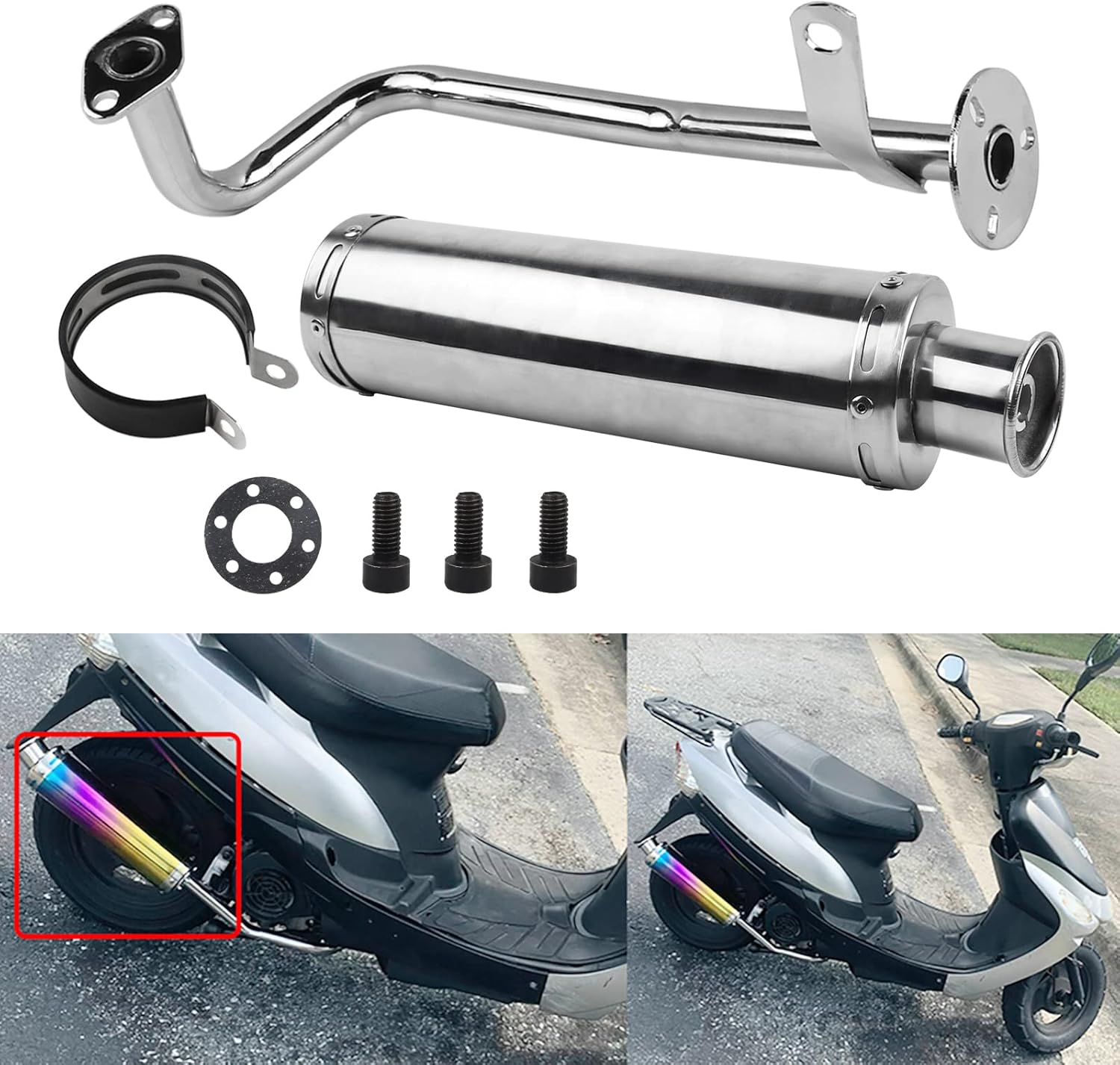 Silenciador De Escape Para Scooter GY6 - Acero Inoxidable, Compatible Con 50CC 80CC 100CC, Mejora Rendimiento Y Sonido