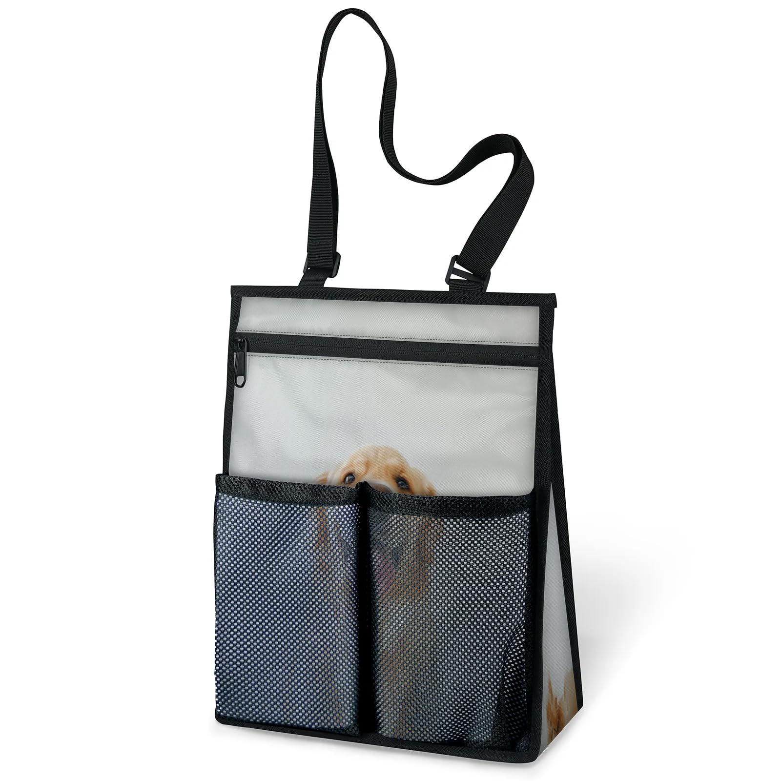Ourtheme Golden Dog Portable Shower Bag for Travel Gym Camp Beach Tote Shower Caddy Bags Hanging Toiletry Organizer