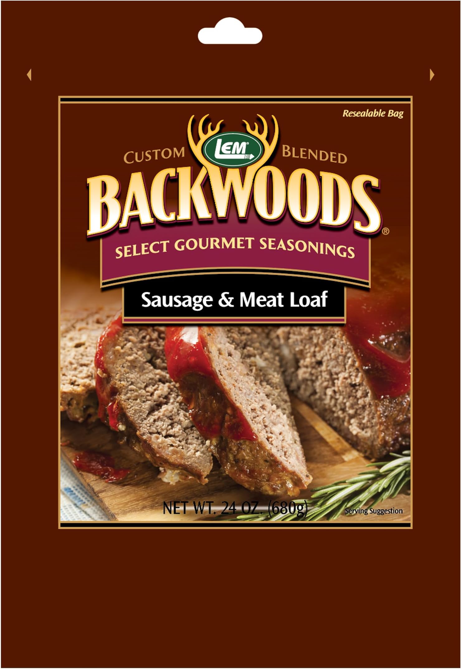 LEM Products Backwoods Sausage and Meatloaf Seasoning, Ideal for Wild Game and Domestic Meat, Seasons Up to 96 Pounds of Meat, 24 Ounce Packet
