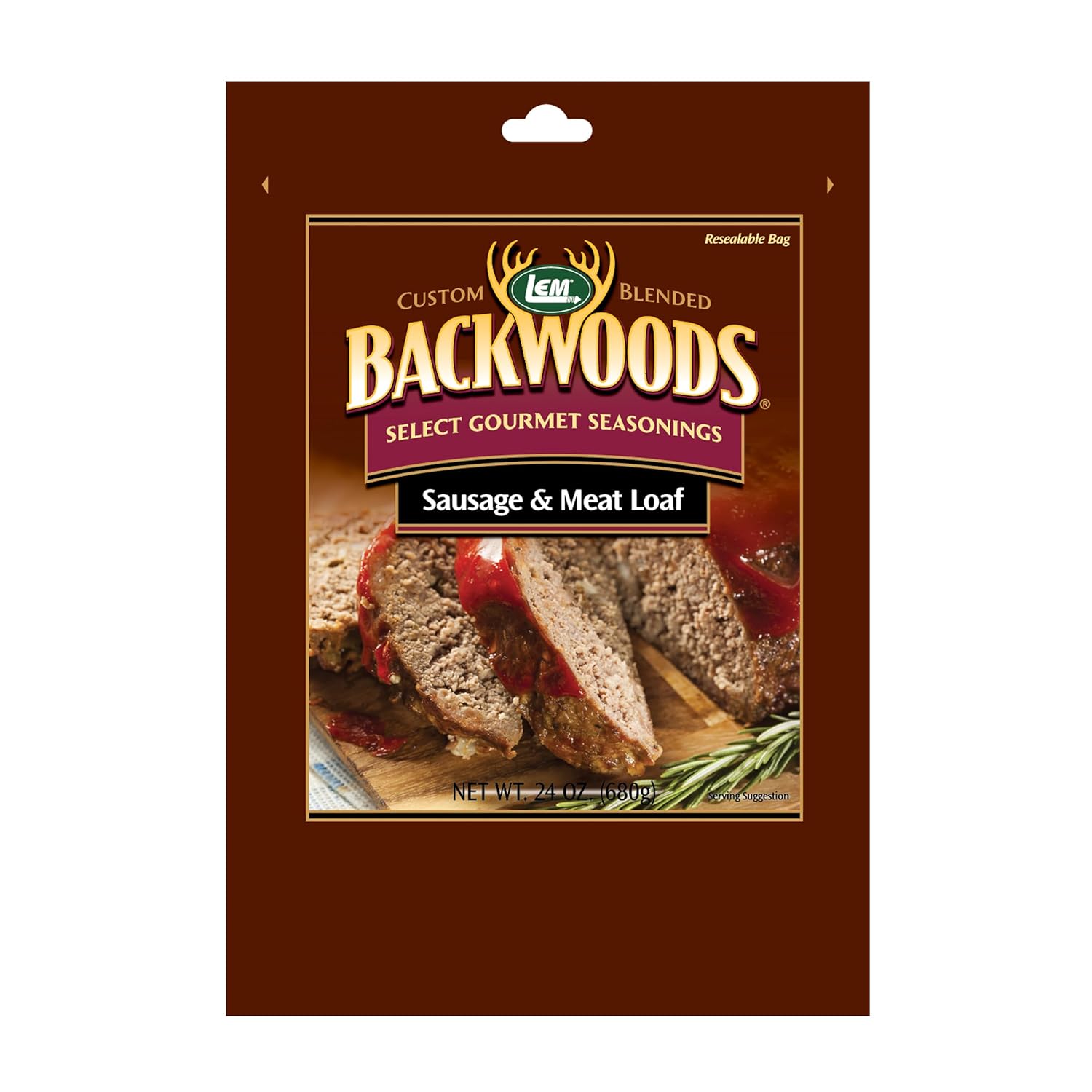 LEM Products Backwoods Sausage and Meatloaf Seasoning, Ideal for Wild Game and Domestic Meat, Seasons Up to 96 Pounds of Meat, 24 Ounce Packet