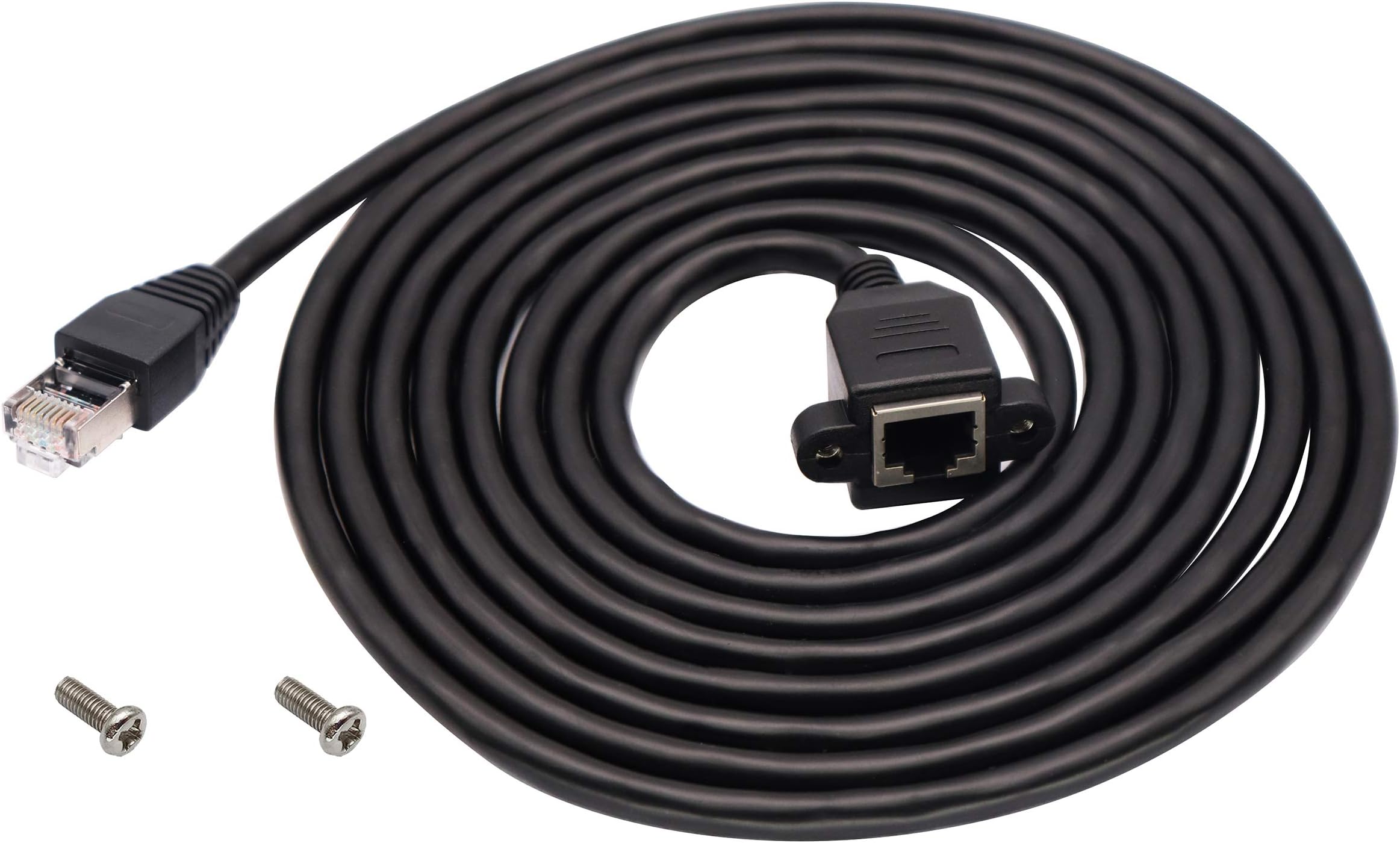 RJ45 Ethernet Cable Cat 6 Female to Male Shielded Ethernet Network Connector Screw Panel Mount Extension Cable for Router, Modem (3M/10ft)
