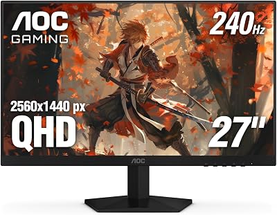 AOC 27" Gaming Monitor QHD 260Hz Overclocked IPS G-SYNC Compatible Q27G41ZE | 2560×1440 Computer Monitor, 240Hz Native / 260Hz OC, 0.3ms, HDR, DP 1.4, HDMI 2.0, Audio Out, 3-Year Zero-Bright-Dot