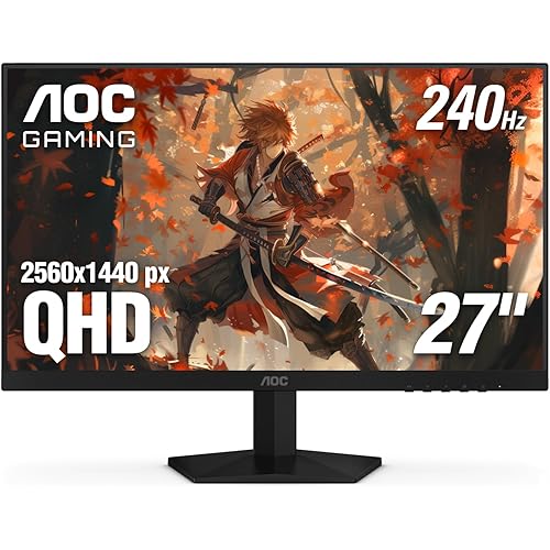AOC Gaming Q27G41ZE 27 inch QHD IPS Gaming Monitor 2560x1440, 240Hz, Overclock 260Hz, 0.3ms MPRT, 3-Sided Frameless, 1 x HDMI 2.0, 1 x Display Port, G-Sync Compatible, HDR, 3-Year Zero-Bright-Dot