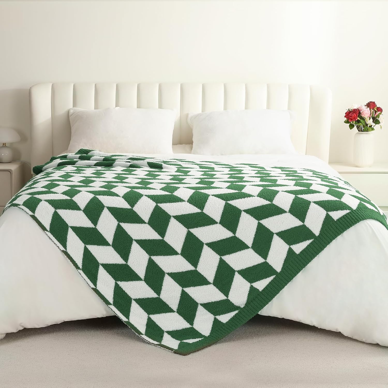 Snuggle Sac Christmas Green Throw Blanket for Couch, Super Soft Christmas Blankets Cozy Knit Fuzzy Plush Lightweight Throws for Sofa, Bed, Chevron Green,50x60 inches - Image 7