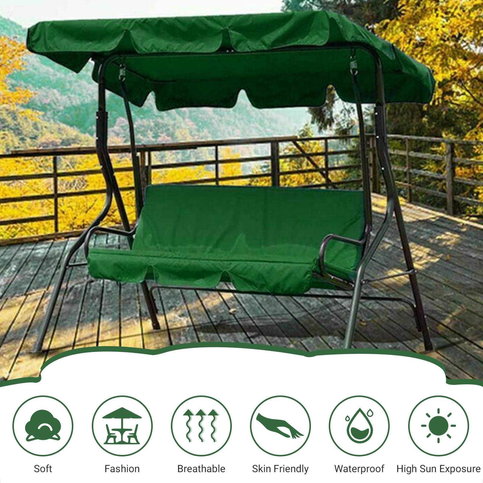 GAESHOW Coprisedile per Dondolo da Giardino, Copertura per Altalena da Giardino, Impermeabile e Antistrappo, per Sedia a Dondolo da Giardino, Copertura per Sedia da Giardino, 2 e 3 Posti