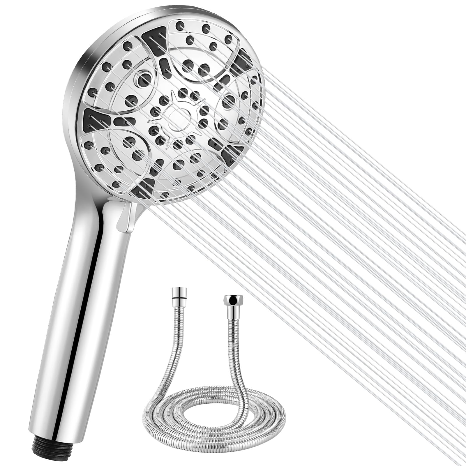 Duschkopf und Schlauch 2m Duschkopf Hochdruck Leistungsstark Universal Wassersparend Handbrause Set mit 10 Sprühmodi