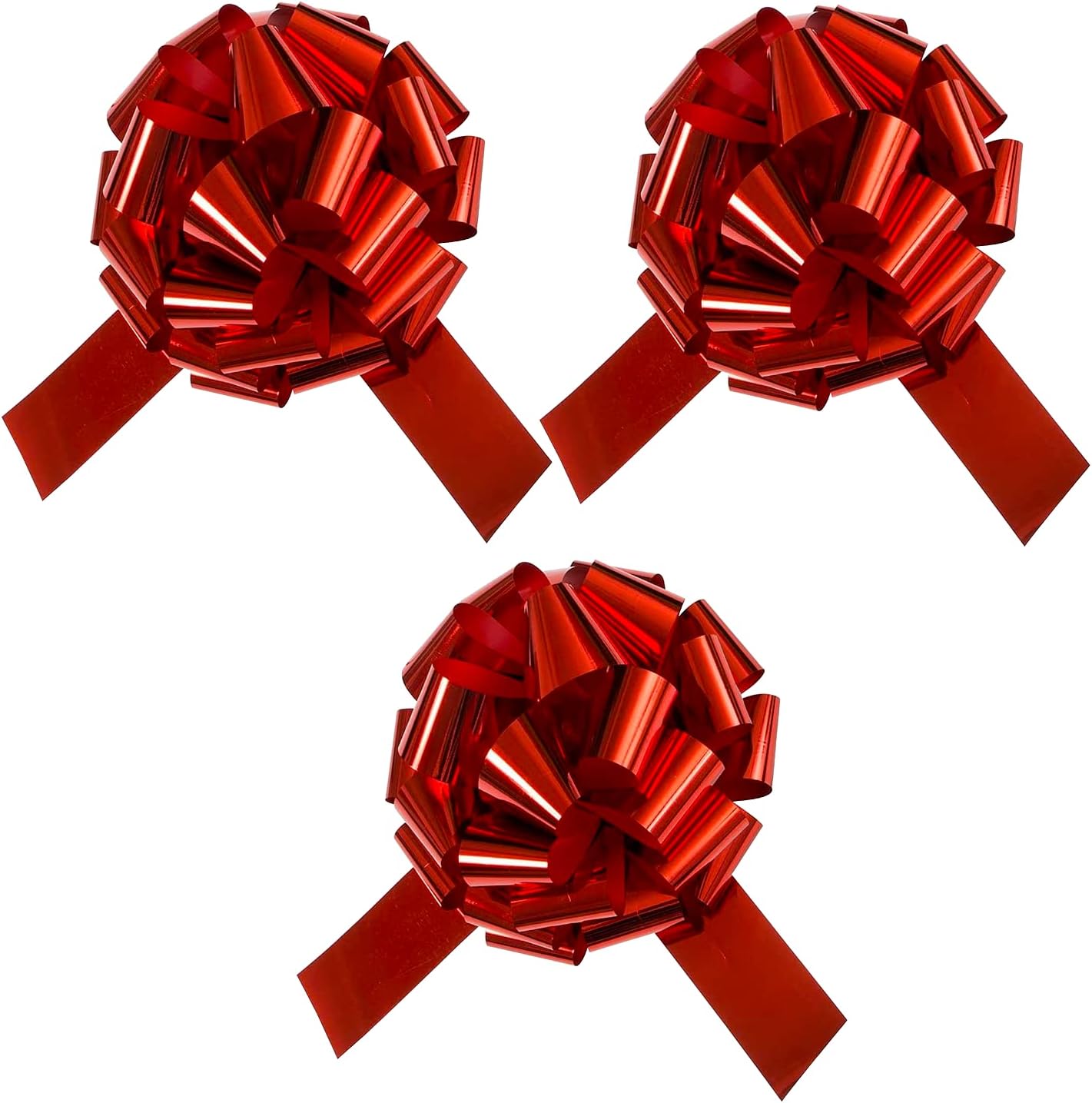 InstaBows Giant Car Bows Large Gift Pull String Bow Perfect for Christmas and Birthday Big Presents Measure 18 Inches 3X Bows Red