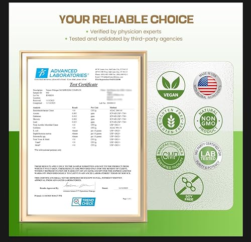 Miniatura 2 de Suplemento de hongo de melena de león 22 en 1 con Ashwagandha  Pimienta negra para apoyo al bienestar, complejo de hongos con pavo, cola, reishi,