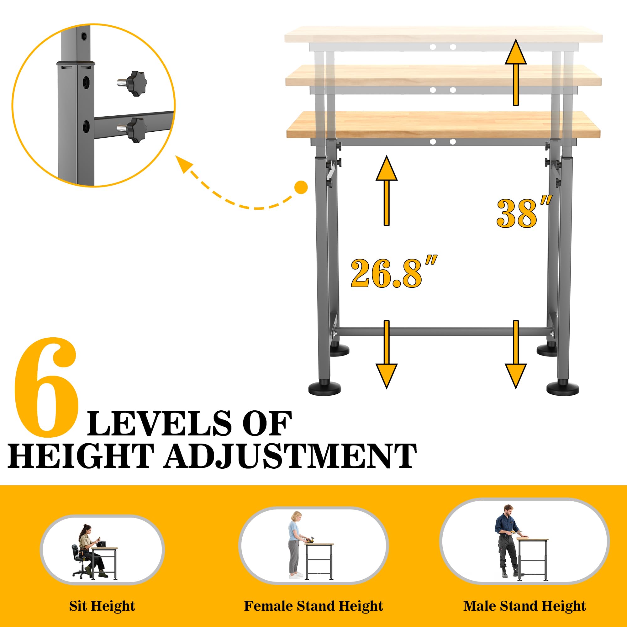 Ultrawall Workbench - Adjustable Height Work Table -3