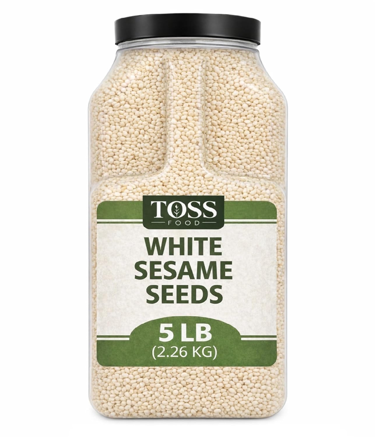 TOSS Hulled White Sesame Seeds, 5 LB Bulk Resealable Jar – Premium Baking & Cooking Ingredient with Nutty Flavor