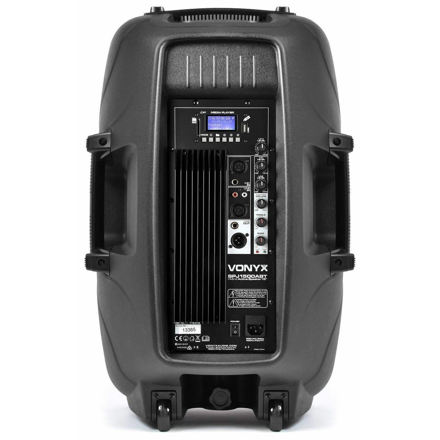 VONYX SPJ-1500ABT - Altoparlante attivo da 800 Watt con Bluetooth, altoparlante amplificato, audio professionale, alloggiamento in ABS solido, altoparlante mobile, woofer da 15 pollici, ingresso linea