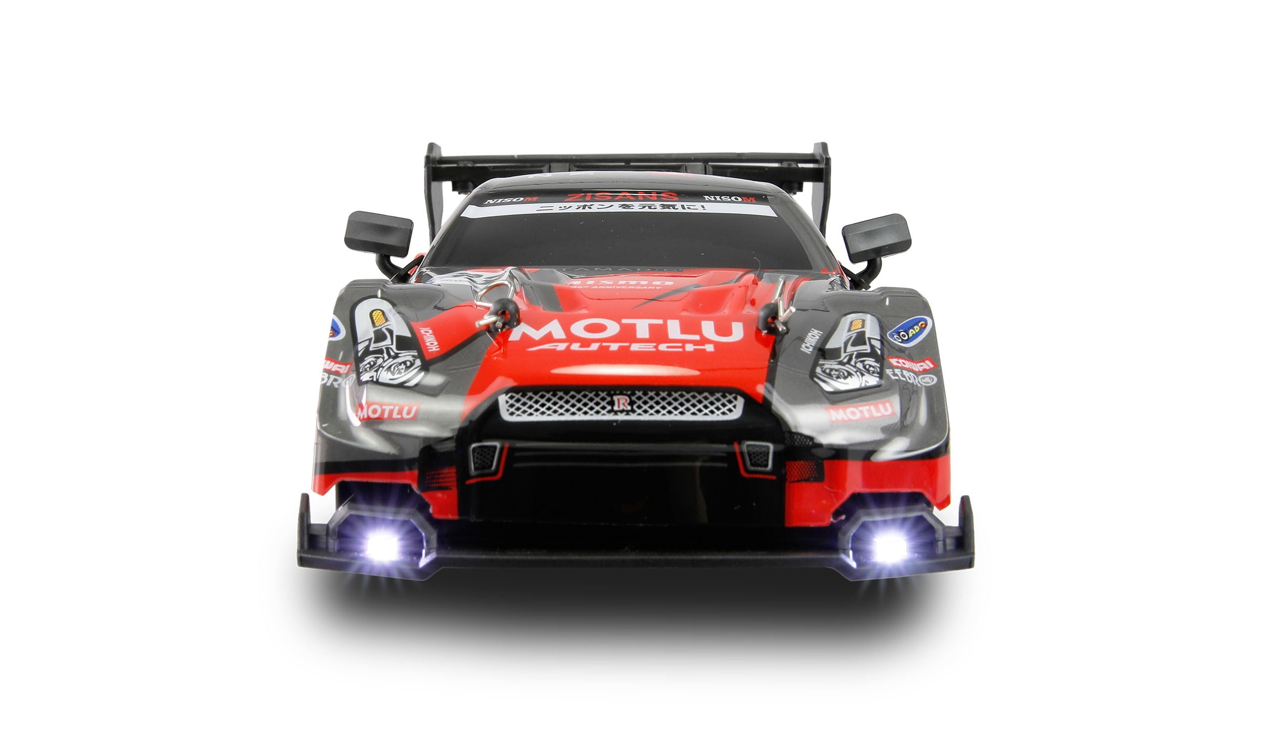 Amewi Drift Racing Car, RC radiocomandato, con illuminazione sottoscocca, 20 km/h, 4 WD 1:24 RTR rosso/nero con telecomando, batteria, cavo di ricarica, accessori