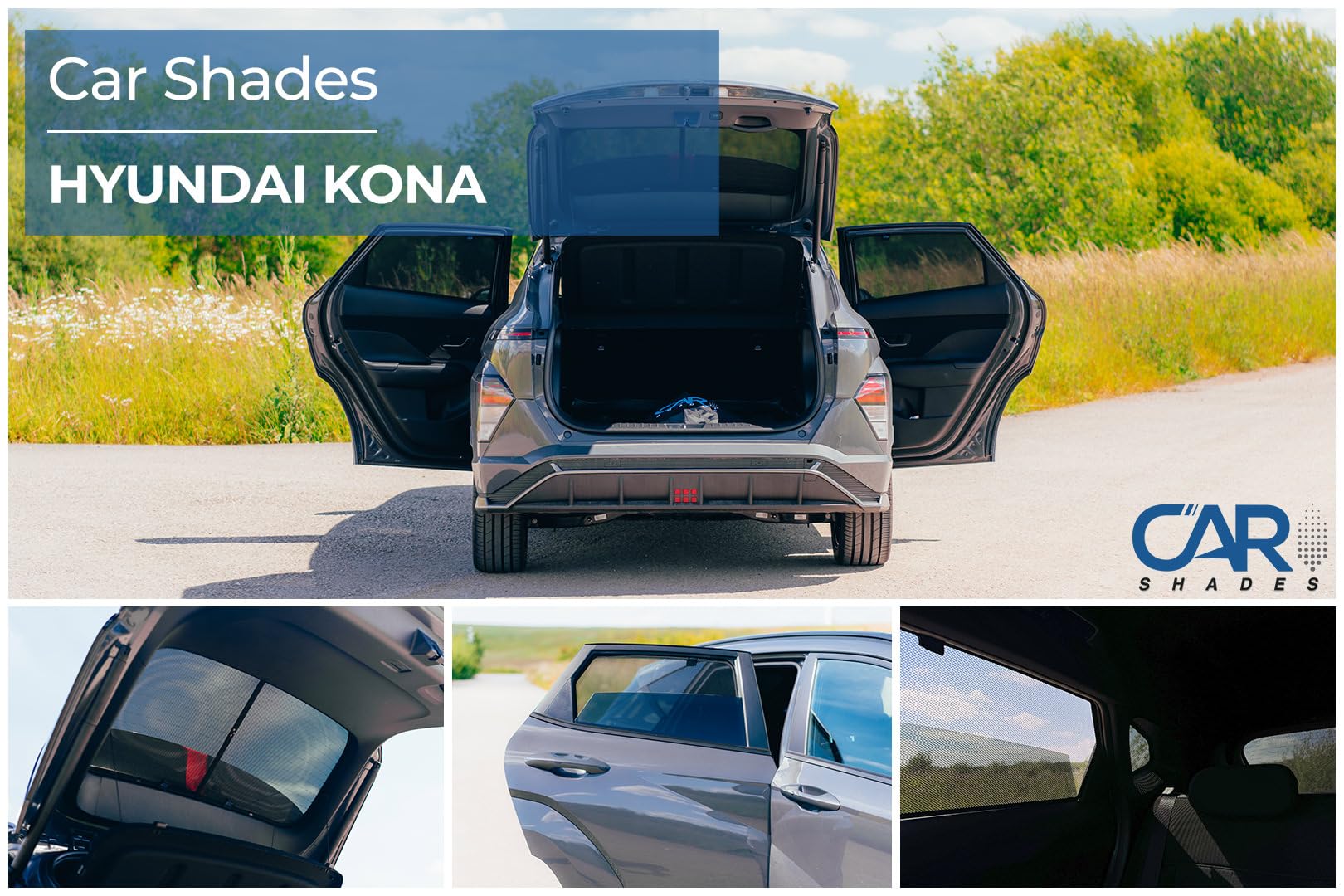 Set de Car Shades Compatible avec Hyundai Kona II 2024- (6-pièces) Pare-Soleil sur Mesure pour Voiture