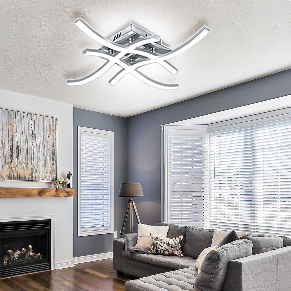 Plafoniera a LED luminosa 20W, lampada da soffitto moderna ed elegante con luce curva a 4 pezzi, 2000LM 6000K per illuminazione del corridoio del portico