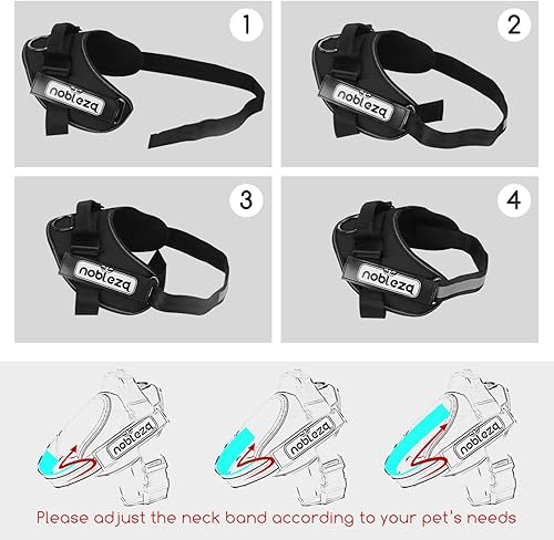 Miniatura 7 de Nobleza Arnés de chaleco para perro, arnés reflectante sin tirones con asa y acolchado suave, arnés ajustable de fácil agarre para perros con velcro