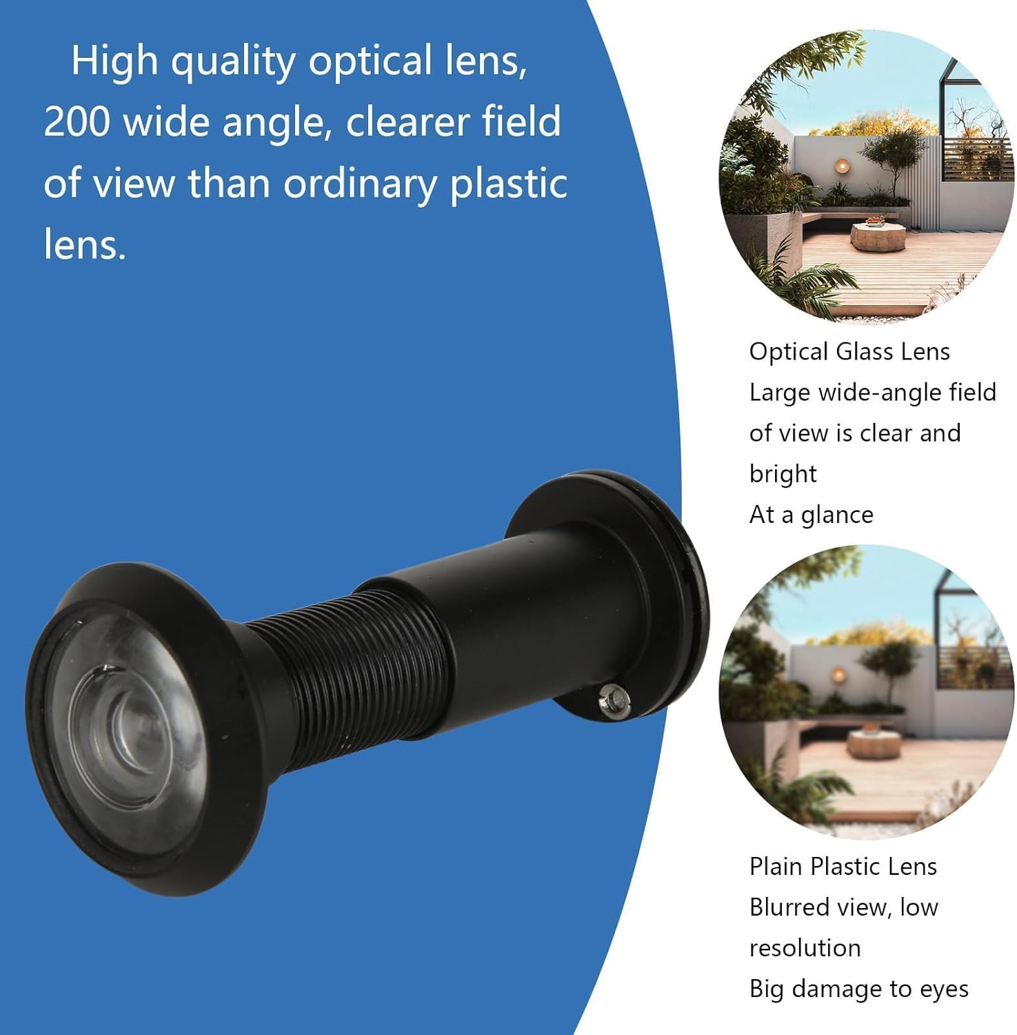 4 Pack Door Viewer Peephole 200-Degree Door Viewer with 16mm/0.63inch Drill Bit for 1-1/2" to 2-3/8" Doors Zinc Alloy Peephole for Front Door with Heavy Duty Privacy Cover, Black