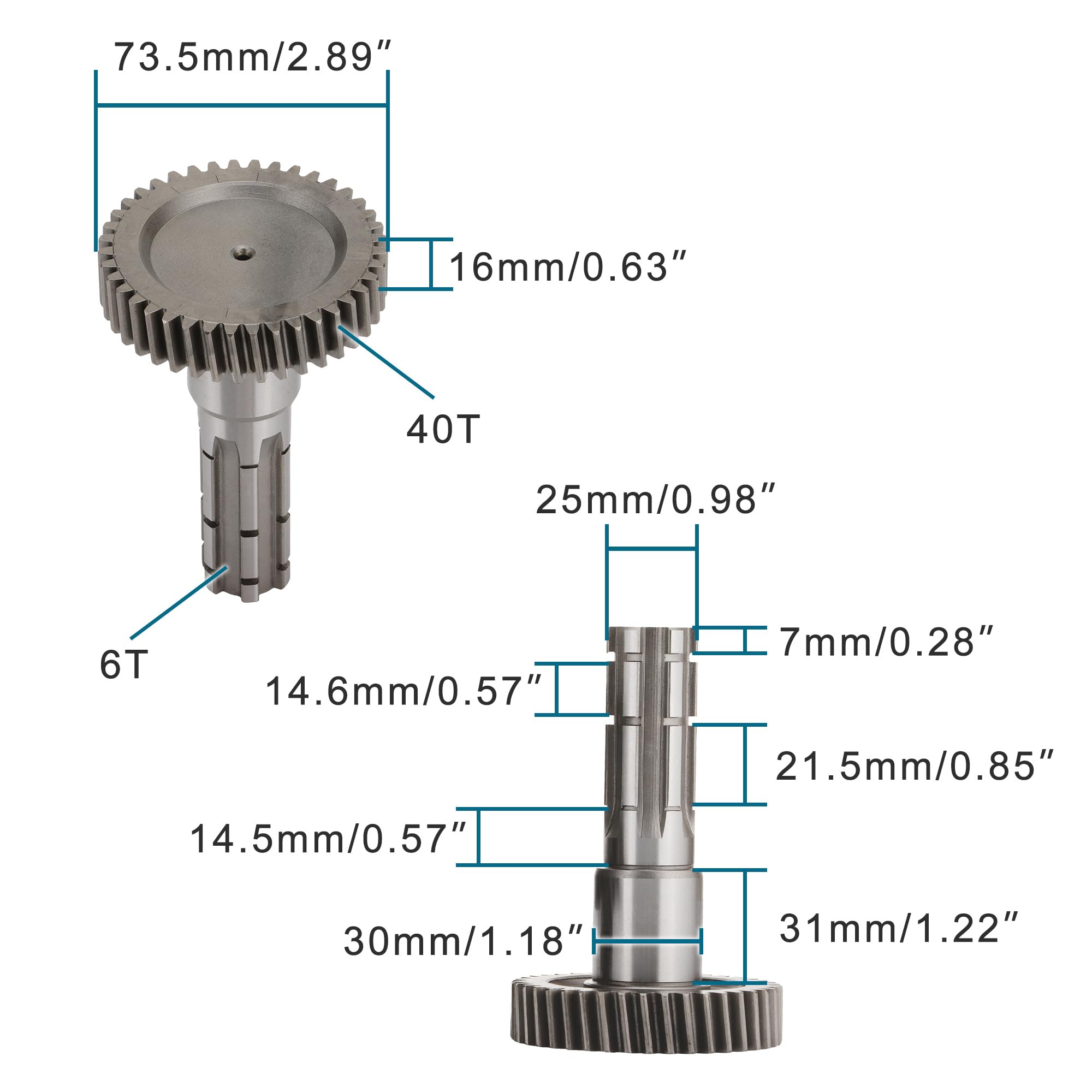 GOOFIT Engranaje de Transmisión del Motor 17T, Eje de Engranaje Intermedio Secundario de la Caja Externa Reemplazo para Gy6 ATV 200 200cc AU200 LX200M CVT LC162FMK E 200 ATV Go Kart