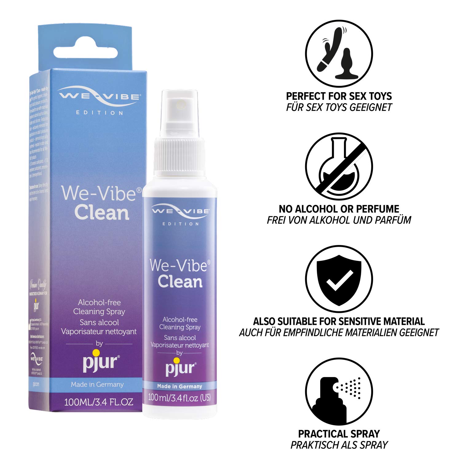 pjur We-Vibe Clean Spray di pulizia apposito per toy We-Vibe - per la pulizia igienica senza alcol né profumo - conf. da 1 (1 x 100 ml)