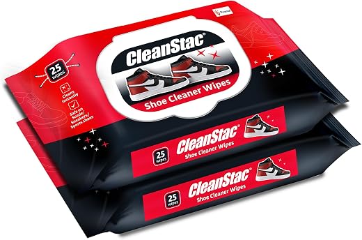 Cleanstac Shoe Cleaner Wet Wipes | 25N Each - Shoe Wipes | Portable Sneaker Wipes Quickly Removes Dirt &amp; Stains | Shoe Cle...