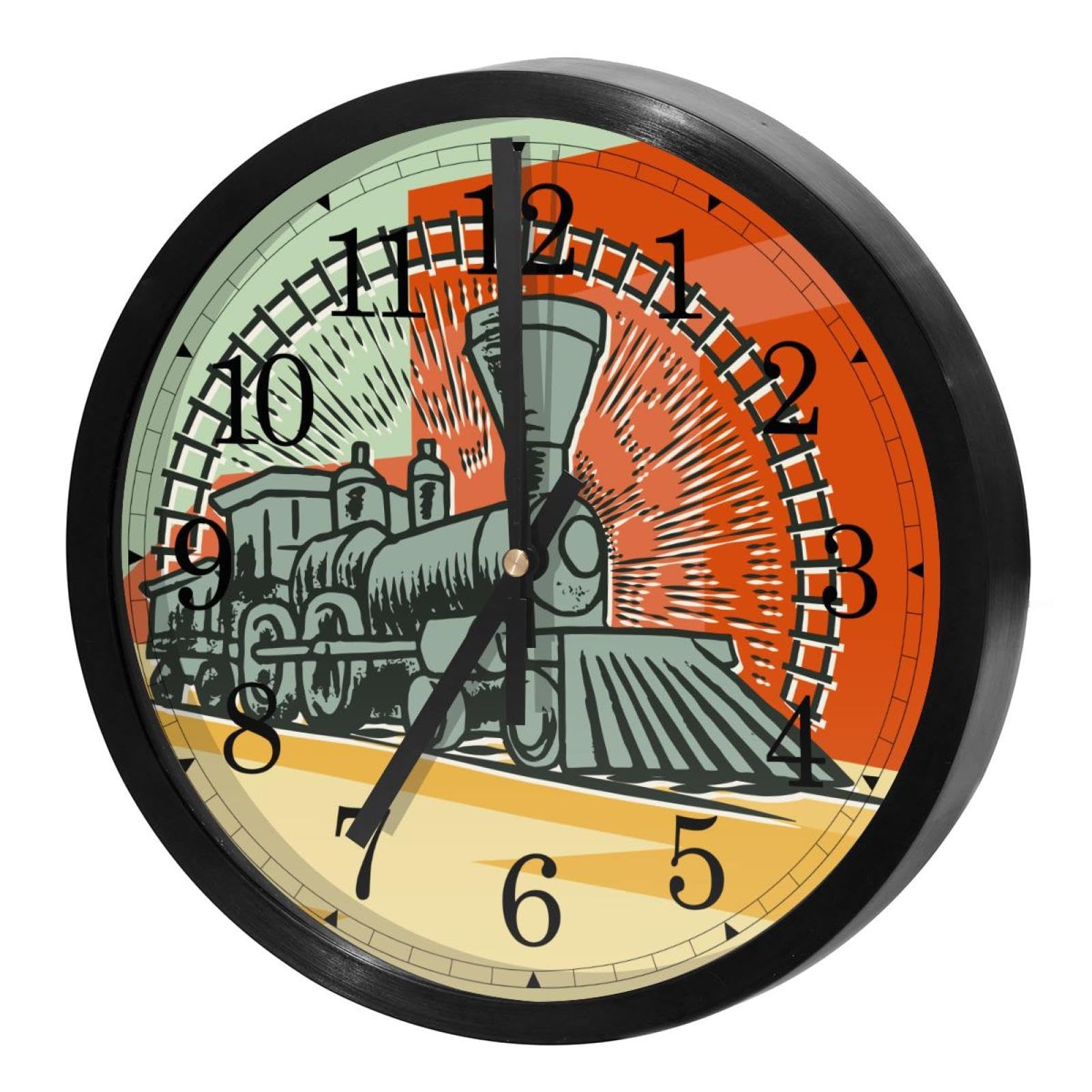 Horloge murale maison et cuisine au style locomotive vintage ronde