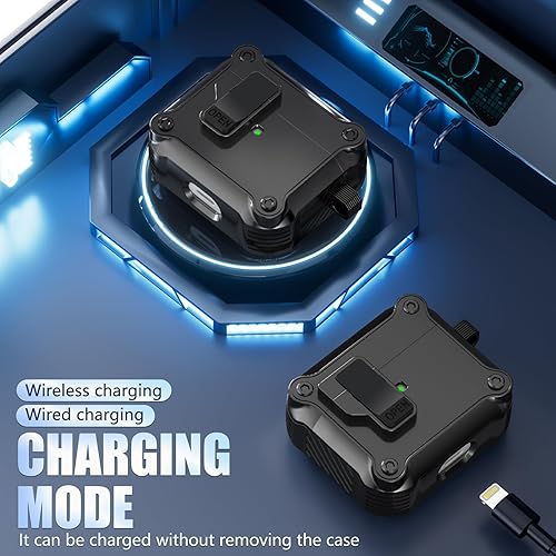 Miniatura 5 de Funda compatible con AirPods de 3 generación con kit de limpieza, protección de clip de bloqueo seguro, diseño de interruptor a presión automático