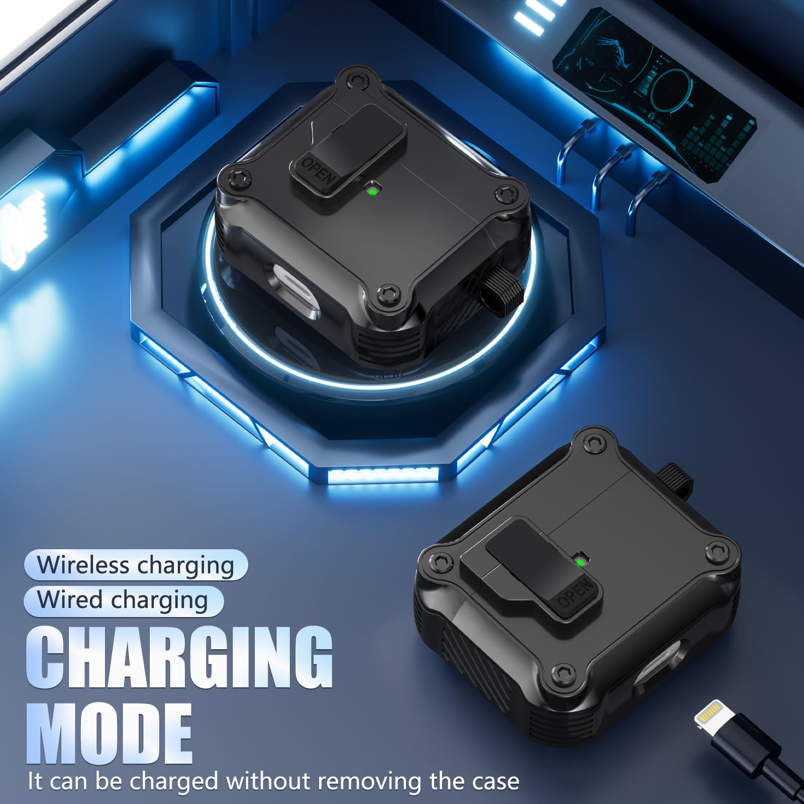 Airpods 第 3世代用ケース　安全なロック クリップ付き　ブラック AirPods (第3世代)用ZEROSHOCK Lockケース | エレコムダイレクト