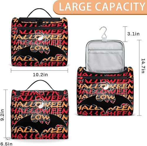 Miniatura 3 de Neceser moderno para fiesta de Halloween para mujer, organizador de maquillaje de viaje con gancho para colgar, bolsas de cosméticos de viaje para