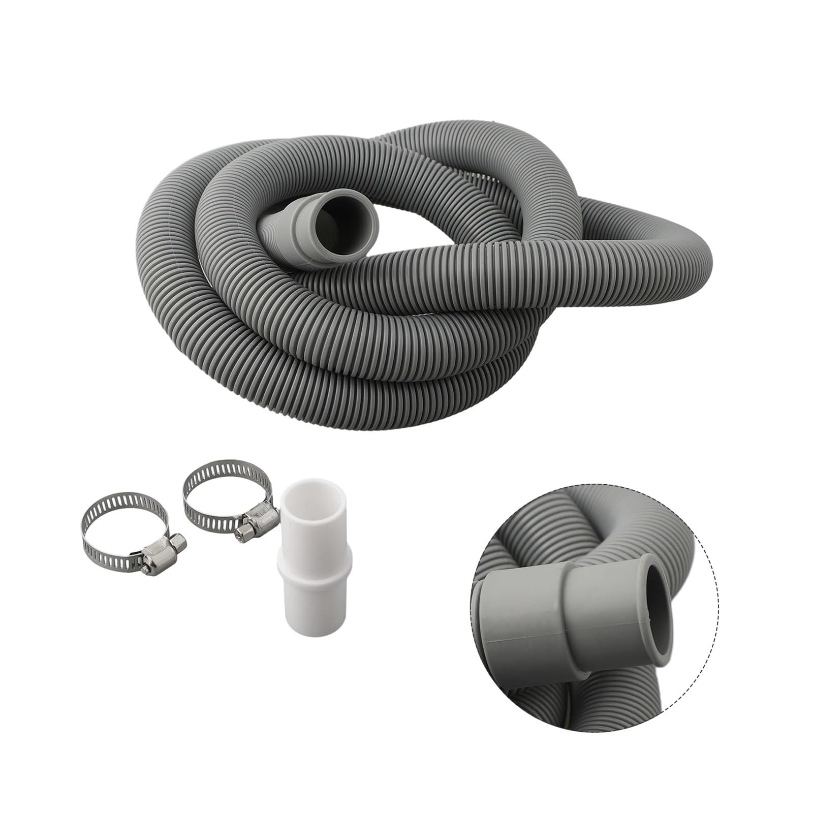 Kit Tubo Prolunga Tubo Di Scarico for Lavatrice E Lavastoviglie Grigio 70-200 Cm(200cm)