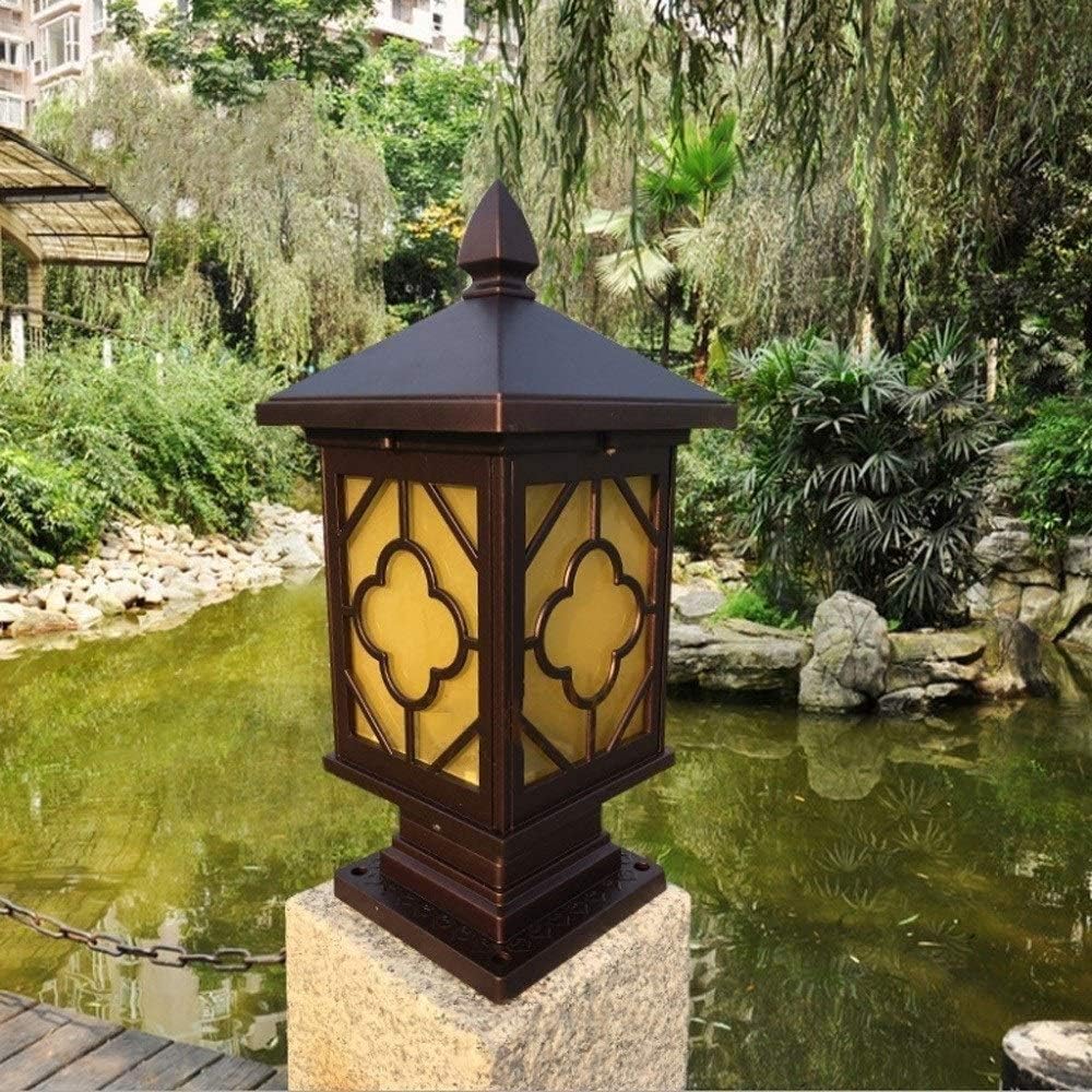 ヴィンテージ 屋外 風景 ランプ スタイル スクエア ポスト ランタン ブラウン ダイキャスト アルミニウム ガーデン 風景 ピラー