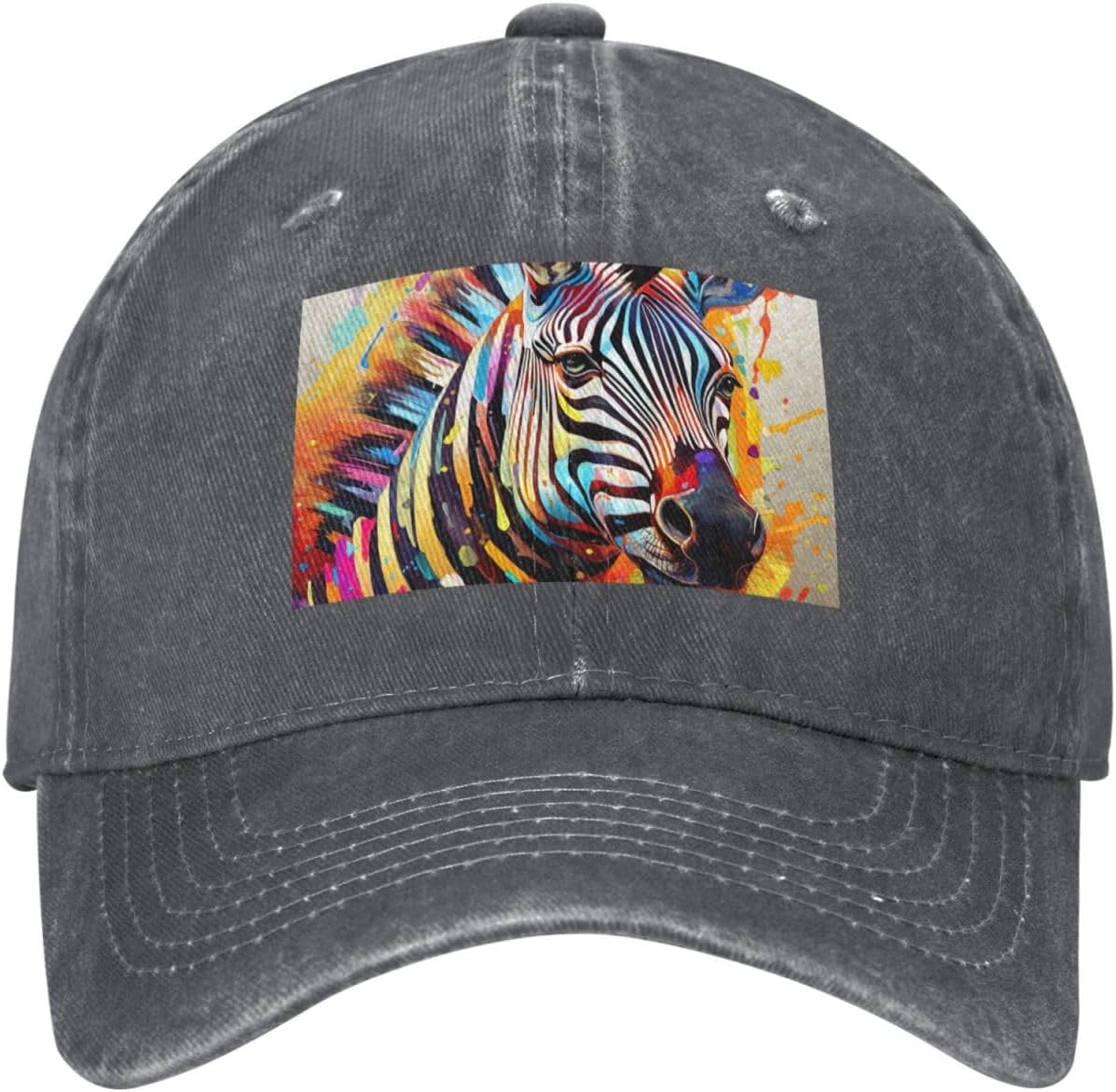 Abstract Animal Zebra Print Cowboy Hat Personalized Baseball Cap Fashion Hat Cap Funny Gifts for Women Men Deep Heather