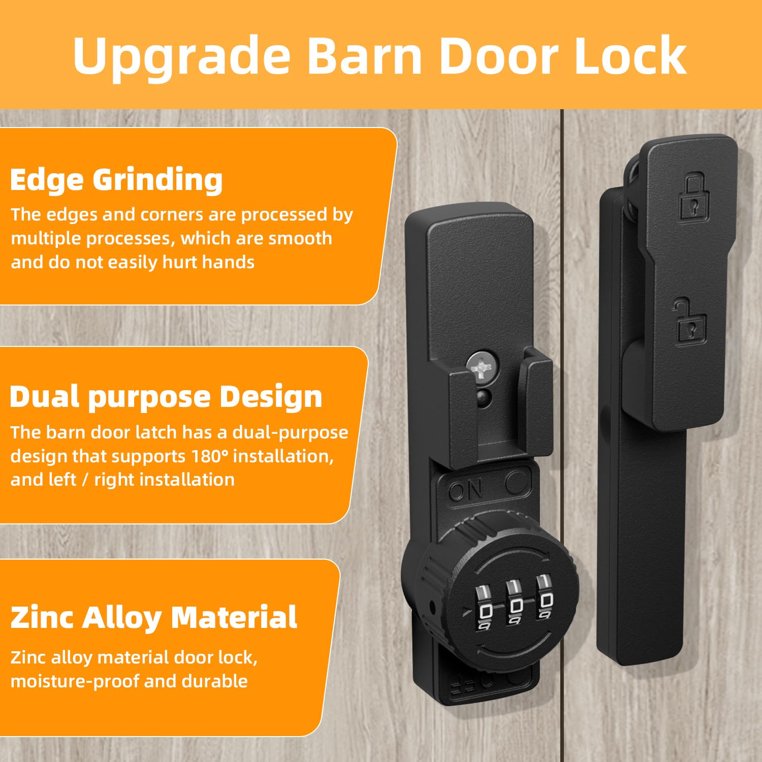 Snapklik.com : Barn Door Lock,180 Degree Flip Barn Door Locks And Gate ...
