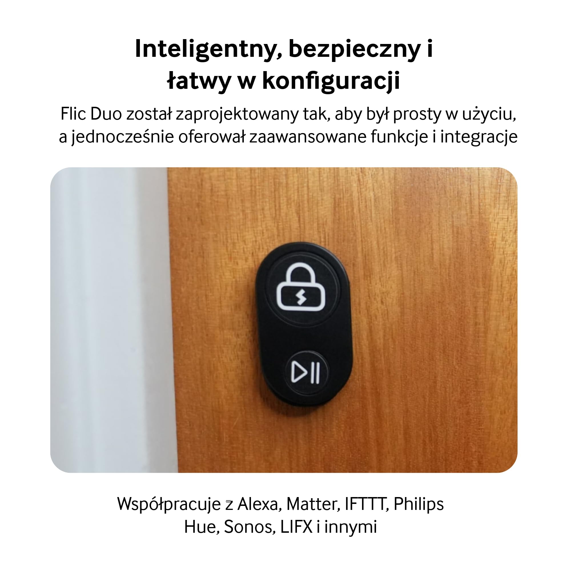 Flic Duo | Controlador inteligente para el hogar | Funciona con Matter, Alexa, SmartThings, Sonos, Homey a través de cualquier concentrador Flic (blanco)