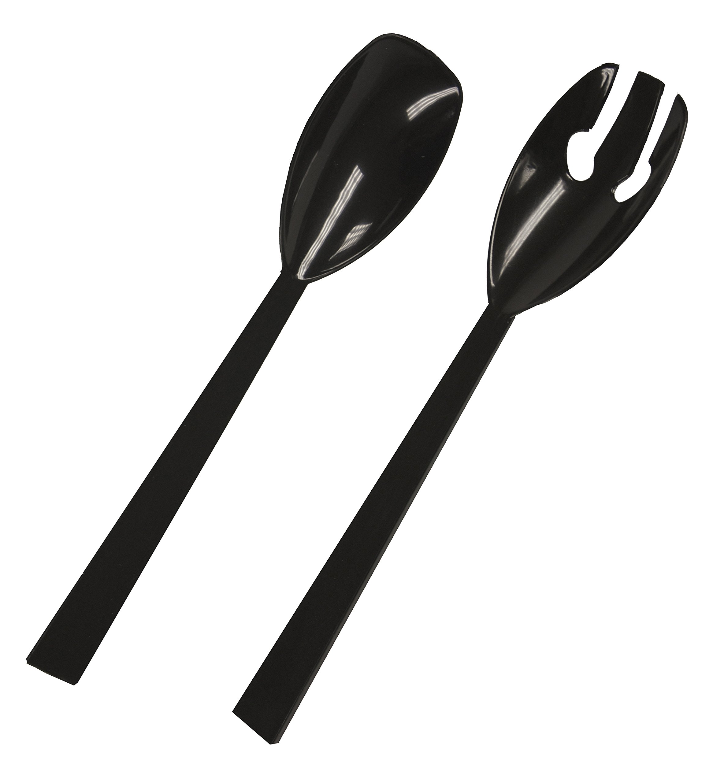 Party Essentials Hard Plastic Serving Forks and Spoons, 9.5-Inch, Black, Set of 6
