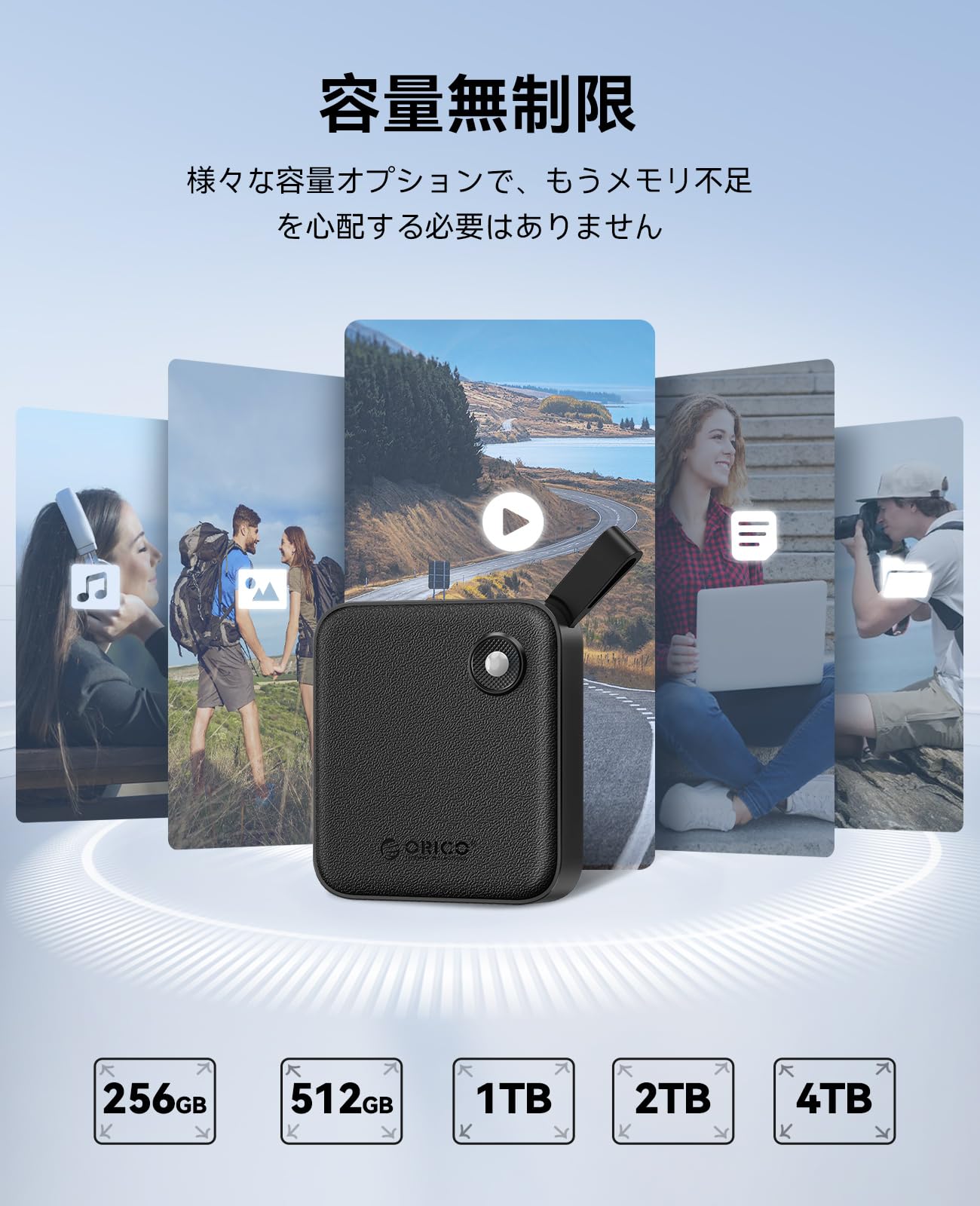 Amazon | ORICO 1TB 超軽量外付けSSD USB-C & USB-A 2-in-1 ケーブル