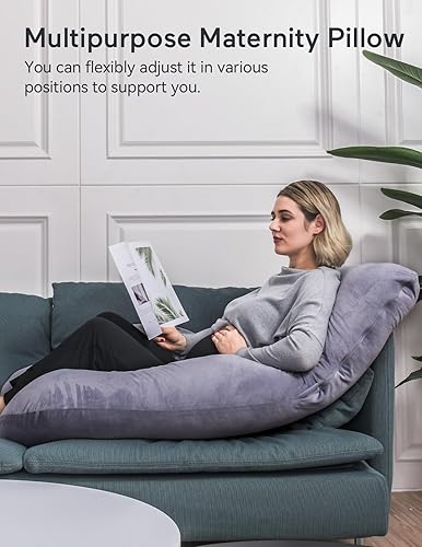 Miniatura 4 de Momcozy - Almohada para embarazo en forma de U con funda extraíble color gris gris