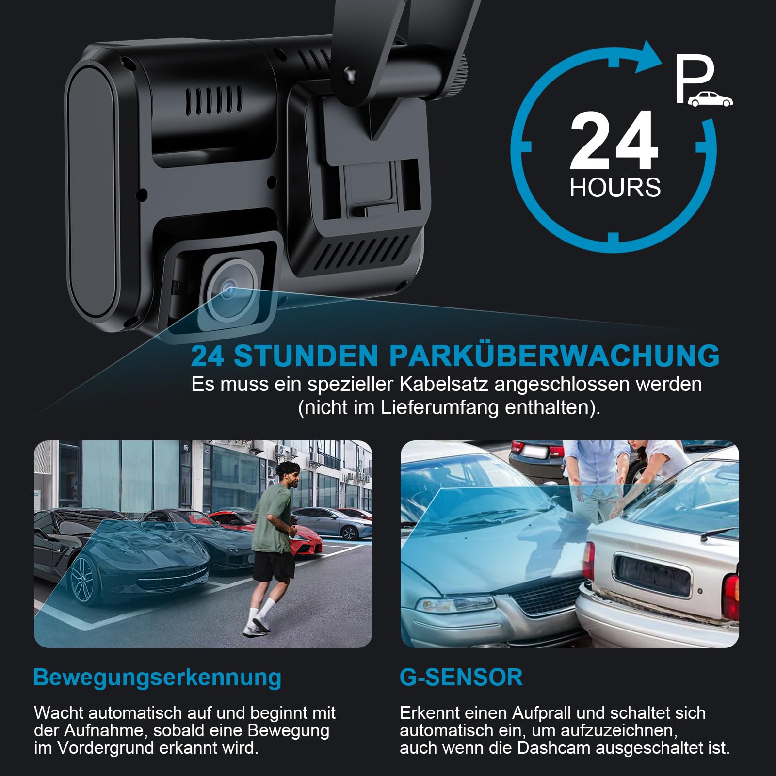 Dashcam Auto 64GB SD-Karte Dual Dash Kamera Vorne Innen 4K 2160P 2 Channel Recorder 170° Weitwinkel GPS