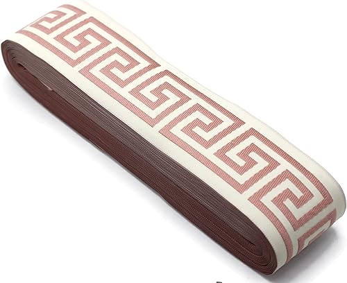 Miniatura 2 de 16 yardas de largo 2.67 pulgadas de ancho de cinta griega rosa y beige ribete jacquard para tus cortinas, cortinas, cinta de bandas, tela de