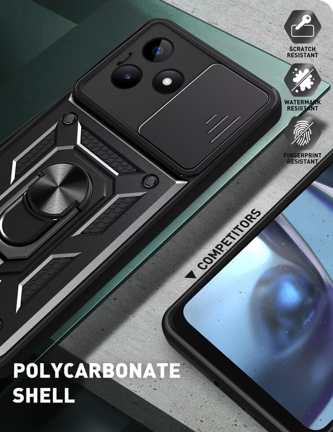WBWONE Cover per Realme C53, TPU Silicone e PC Antiurto Custodia, Protettiva Case con 360° Girevole Anello, Morbid Antiscivolo Protezione Shell, Blu